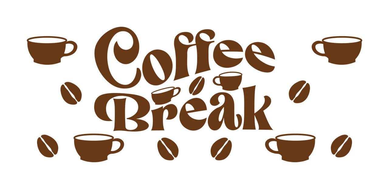 Can Glass Wrap Coffee Break Text With Cups and cup bean Typography