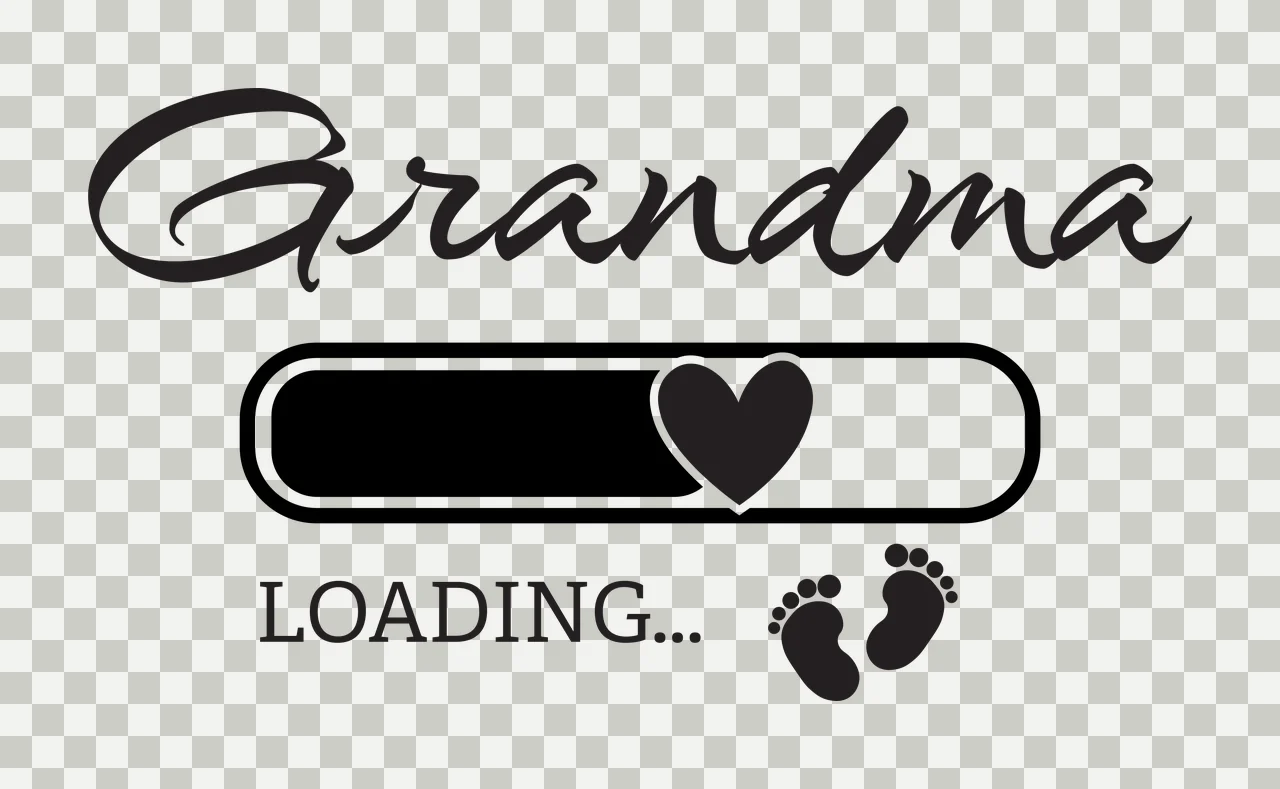 Grandma Loading Progress Bar Illustration heart baby feet black transparency and detail preview thumbnail