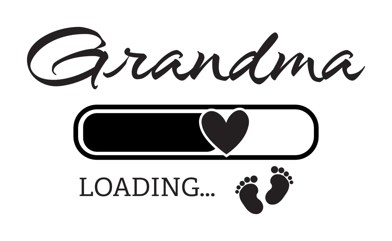 Grandma Loading Progress Bar Illustration heart baby feet black