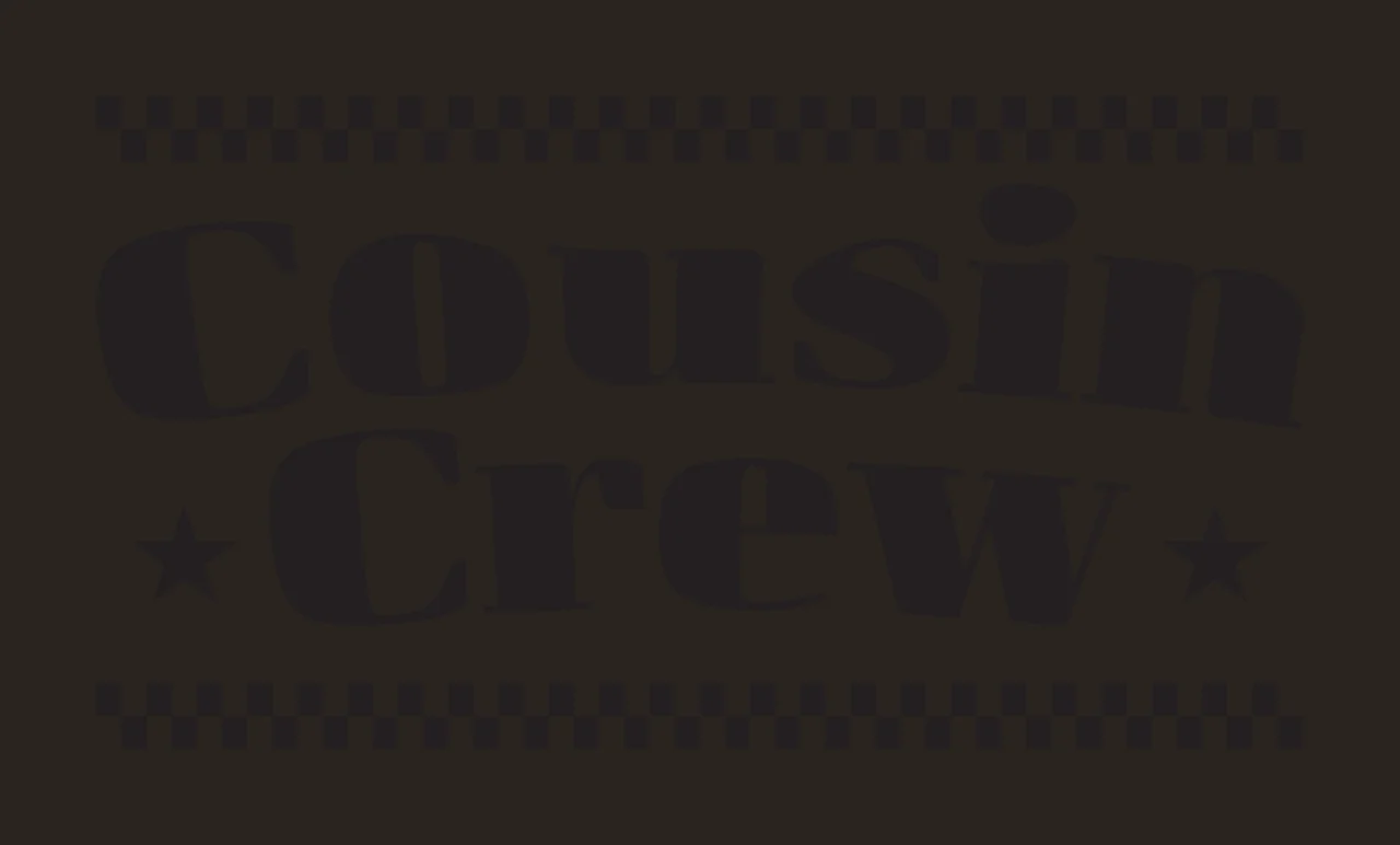 Cousin Crew Text Checkerboard Borders pattern stars silhouette contrast preview thumbnail