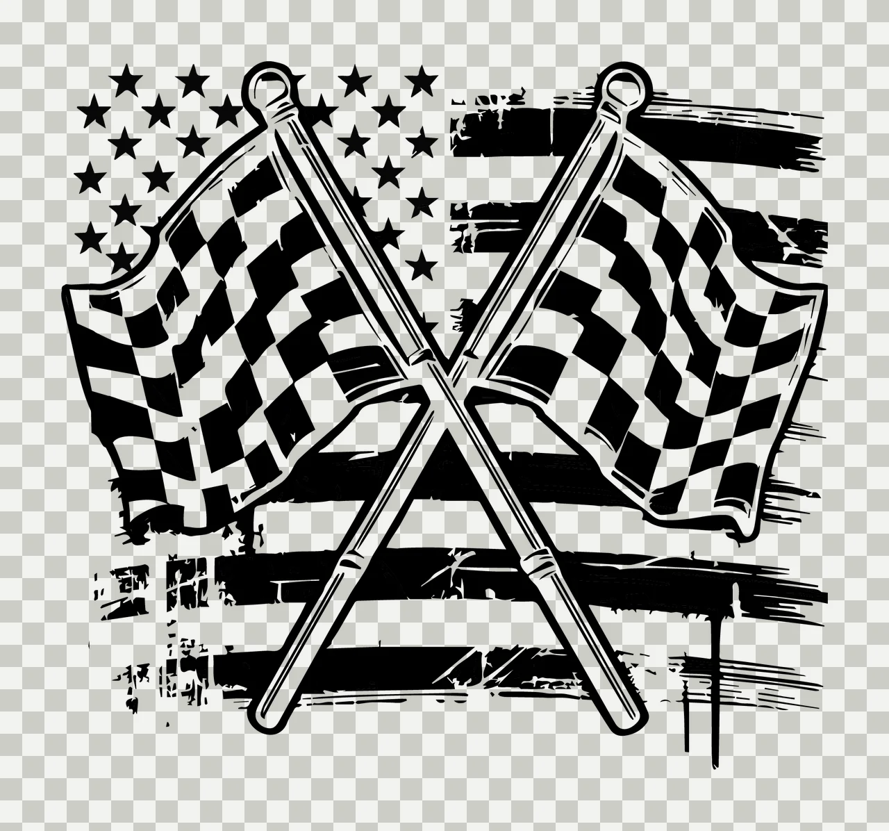 Flag Background With Two Crossed Flags overlapping line drawing transparency and detail preview thumbnail