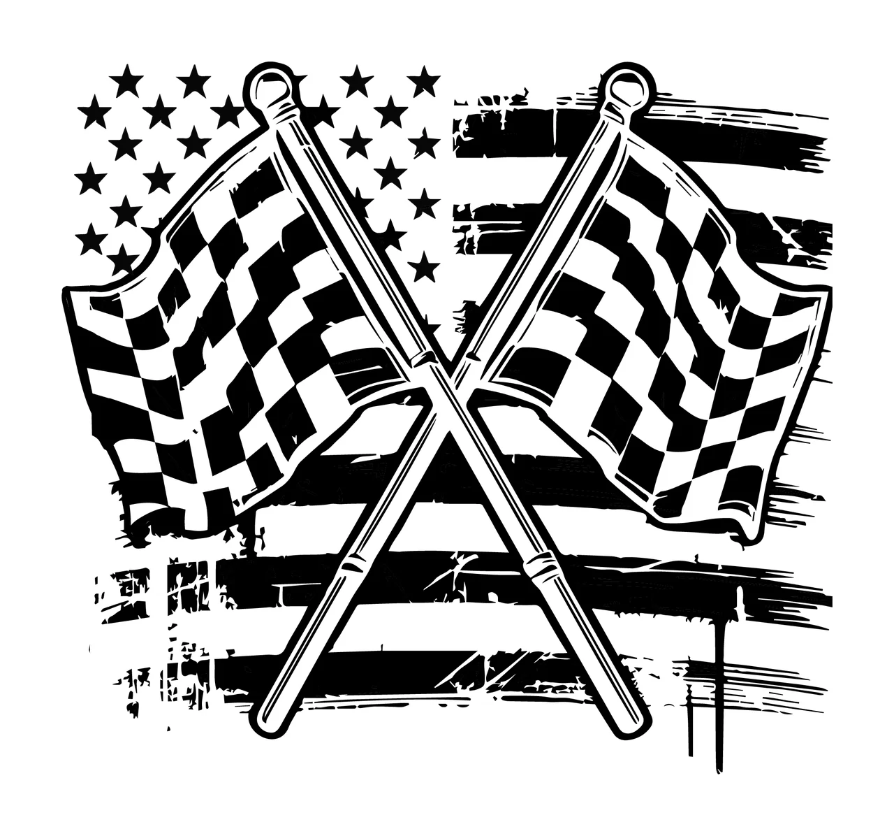 Flag Background With Two Crossed Flags overlapping line drawing