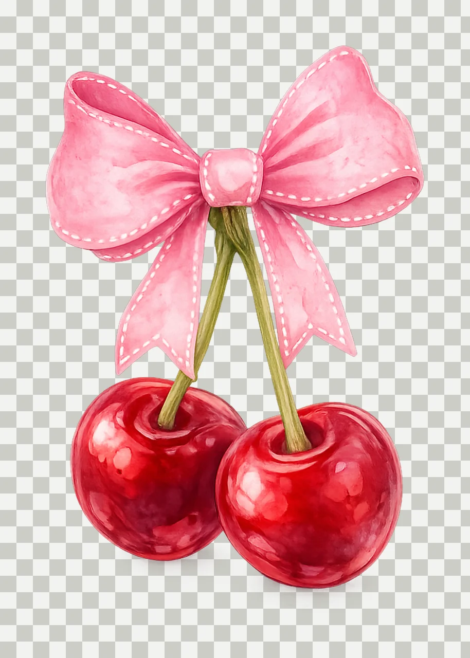 Cherry bow coquette design trendy ribbon cherry girly transparency and detail preview thumbnail