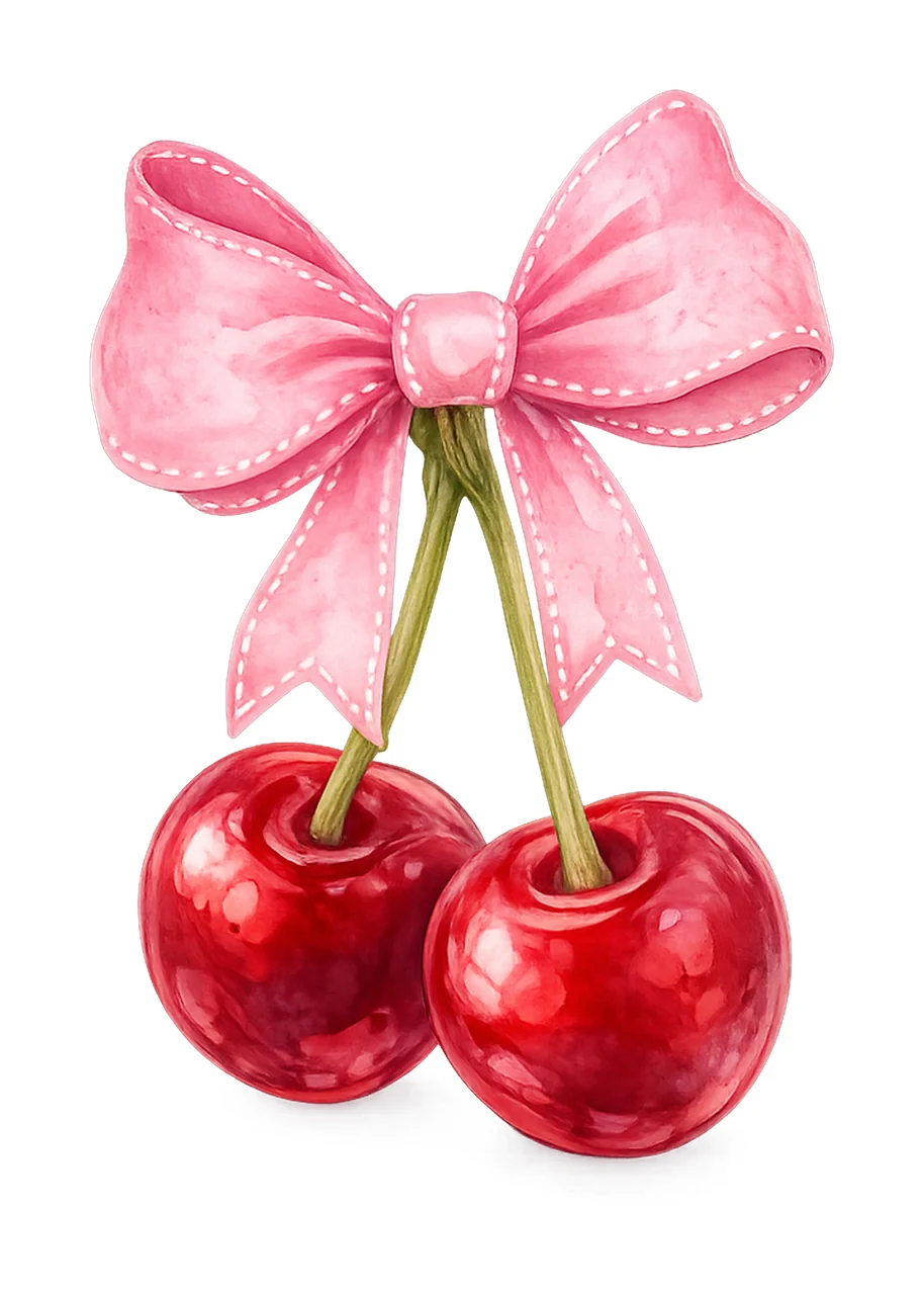 Cherry bow coquette design trendy ribbon cherry girly