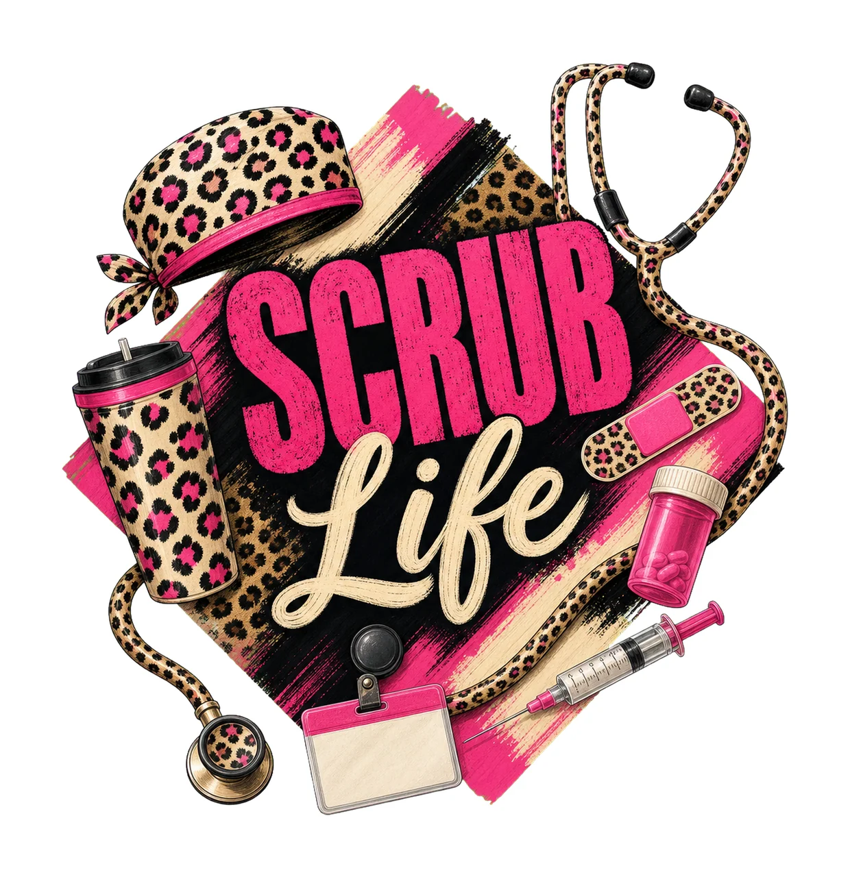 Scrub Life Leopard Nurse Shirt Design Variation D