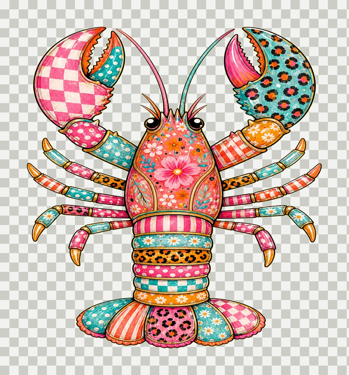 Preppy Lobster Beach Summer Vacation Shirt Variation F transparency and detail preview thumbnail
