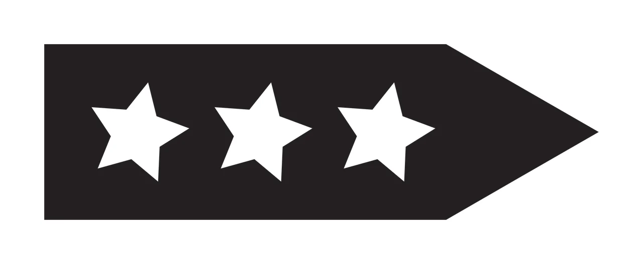 Rectangle With Three White Stars point graphic symbol black