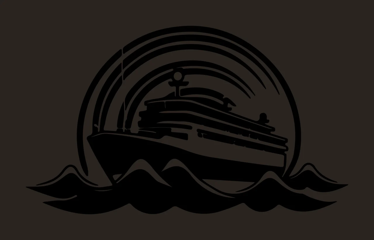 Cruise Ship Silhouette On Ocean Waves sailing arches graphic contrast preview thumbnail