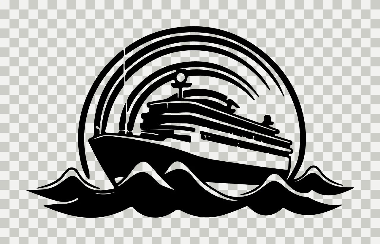 Cruise Ship Silhouette On Ocean Waves sailing arches graphic transparency and detail preview thumbnail