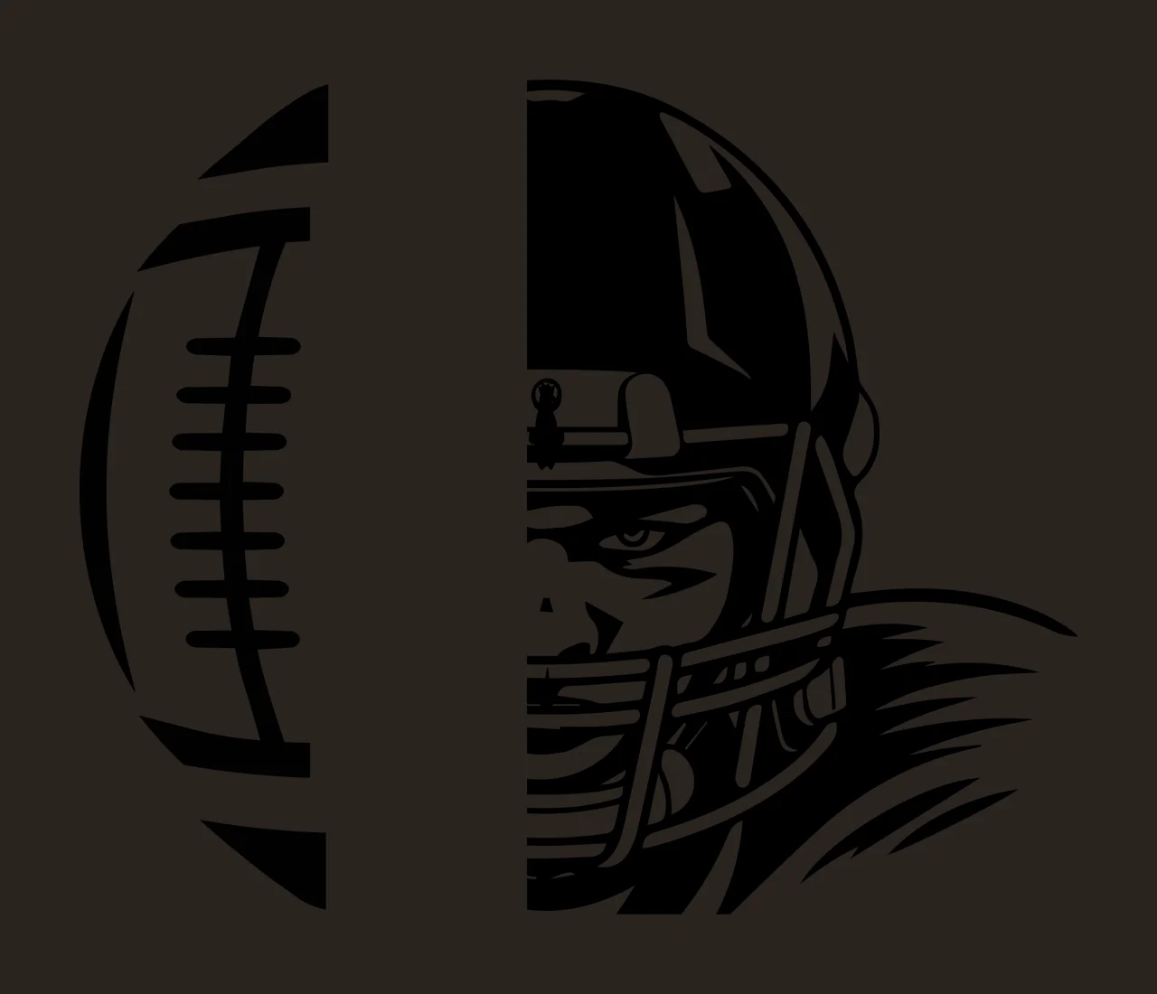 Split Football And Helmet Graphic Illustration face black white contrast preview thumbnail