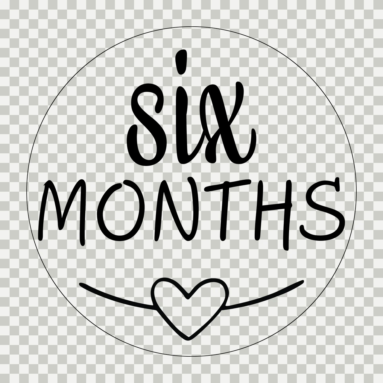 Six Months Circle Emblem With Scripted Text containing heart transparency and detail preview thumbnail
