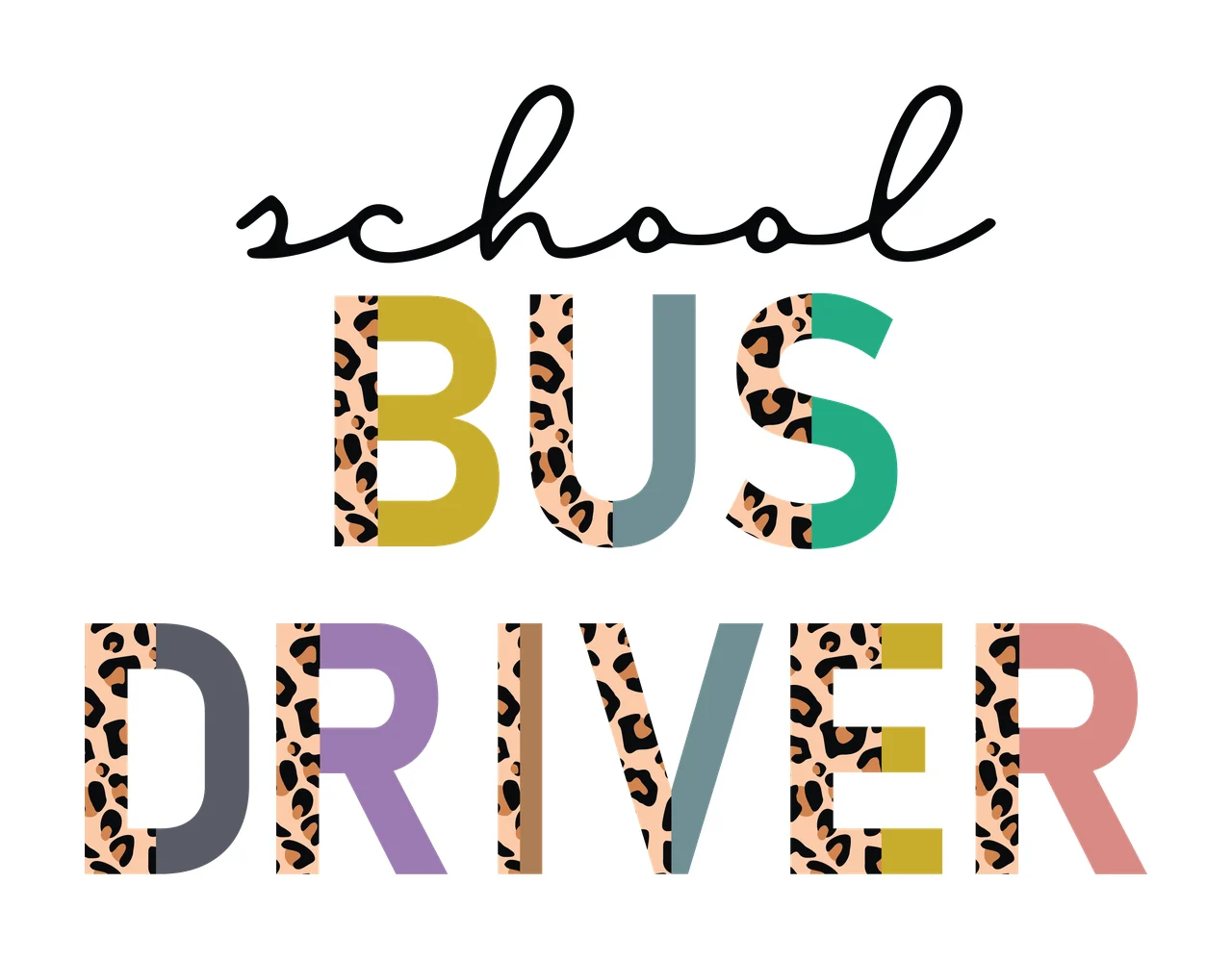 School Bus Driver Sans Serif Text typographic black white typography