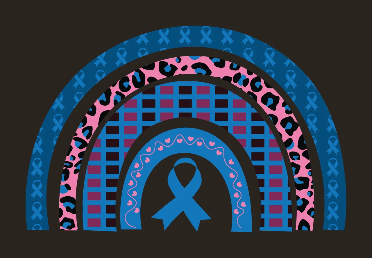 White Awareness Ribbon Rainbow Pattern Design arc and silhouette contrast preview thumbnail