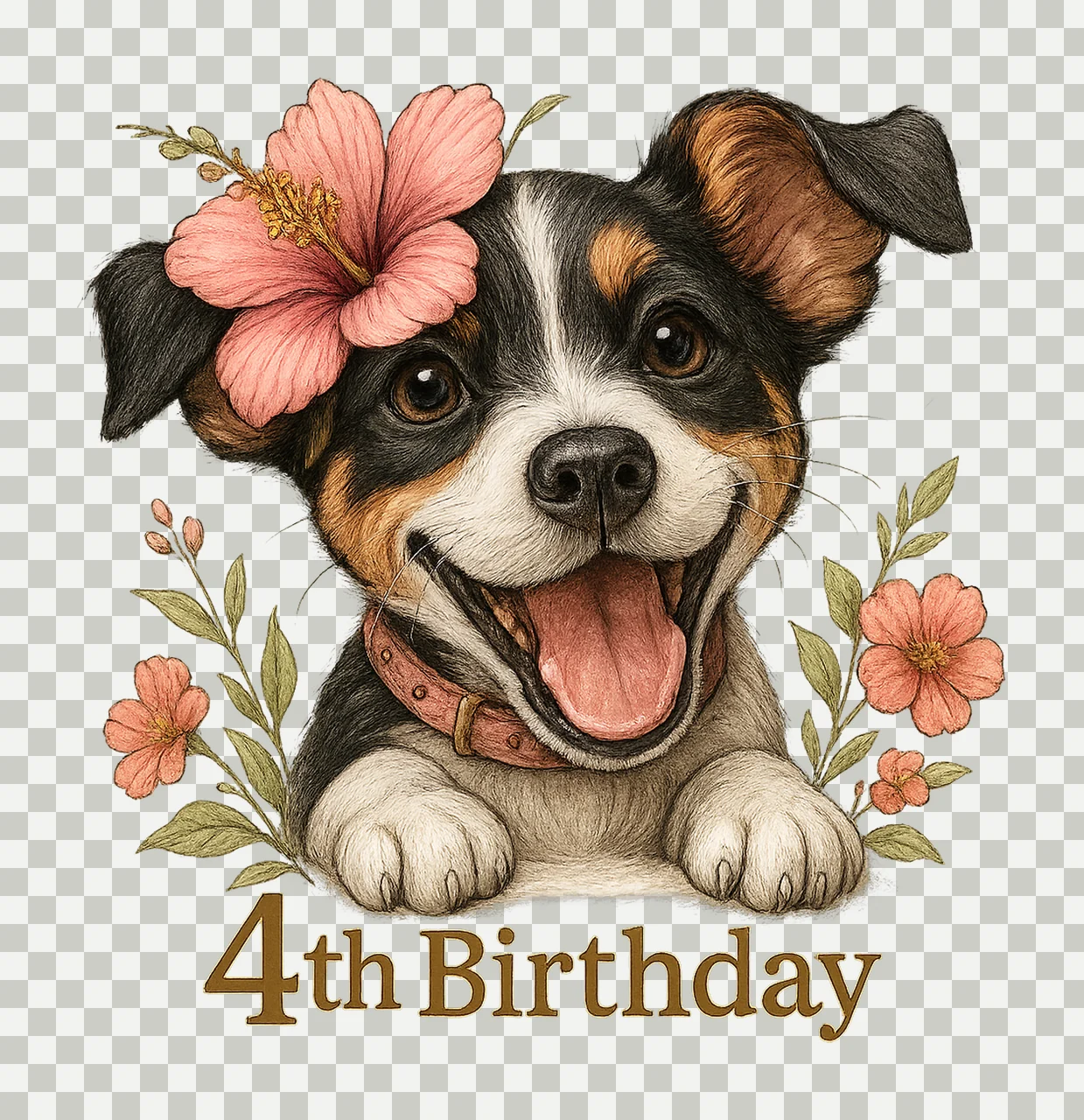 Floral Dog Artwork Cute Puppy with Flower Pet Lover Design transparency and detail preview thumbnail