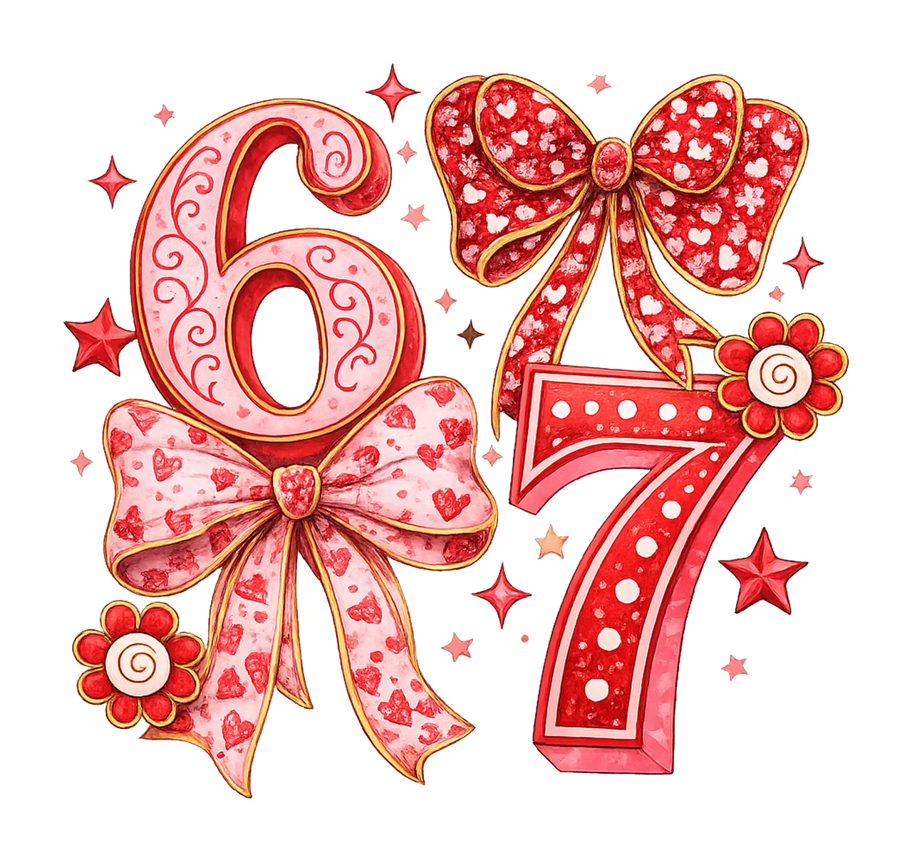 Funny Six Seven Valentine Coquette Bow Viral Internet Joke
