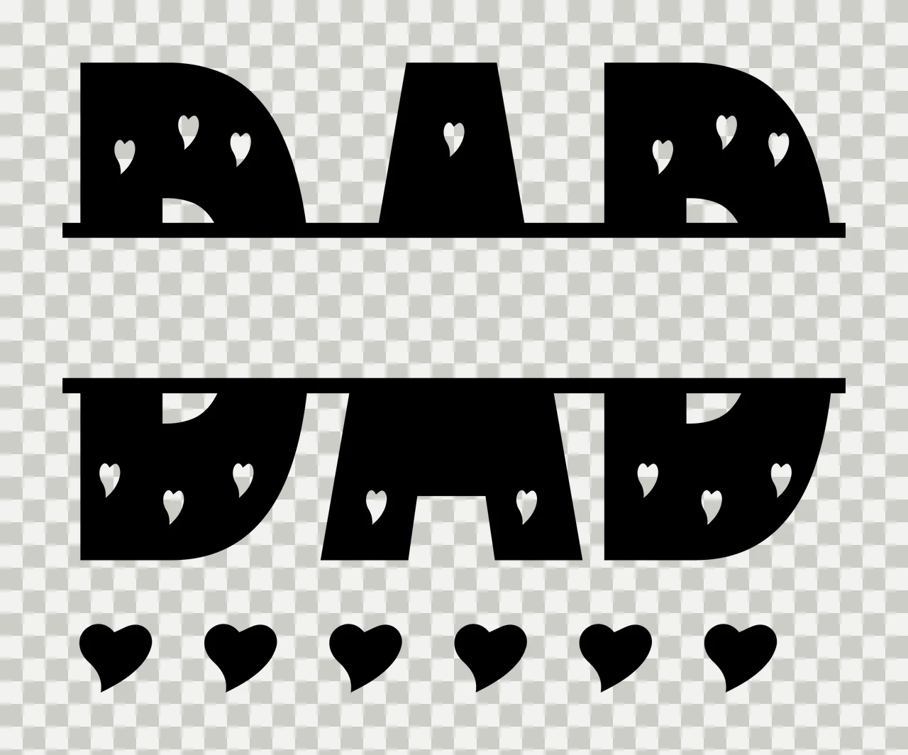 Dad Dad Split Name Typography With Heart Patterns text and shapes transparency and detail preview thumbnail