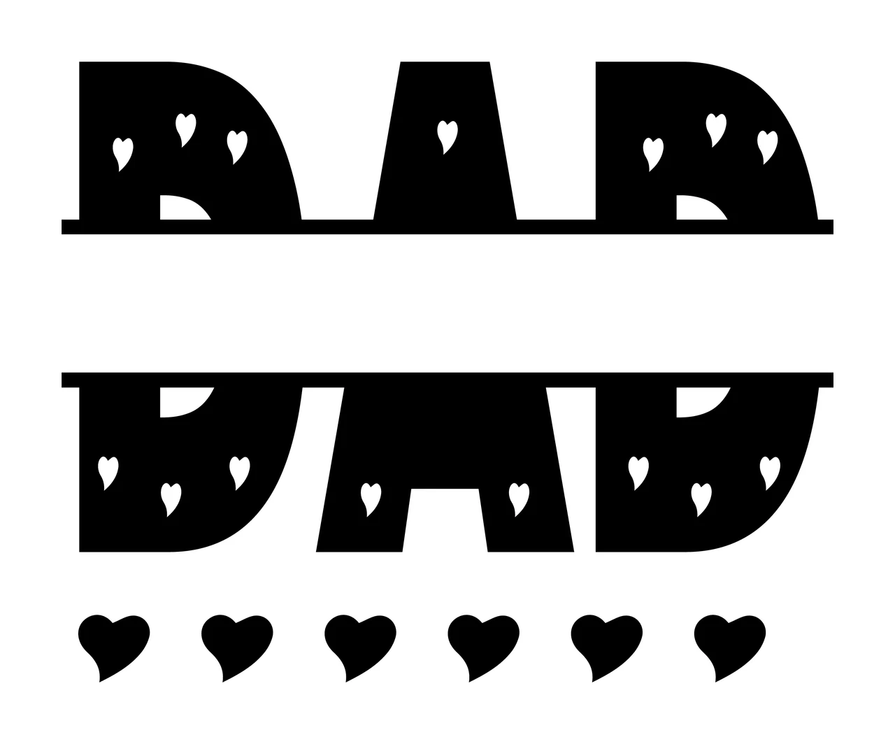 Dad Dad Split Name Typography With Heart Patterns text and shapes