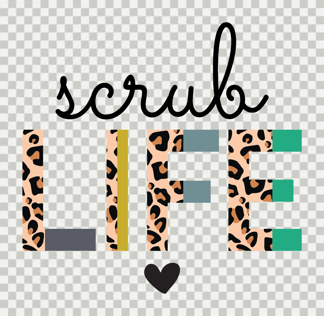 Scrub Life Text With Heart typography representing black white transparency and detail preview thumbnail