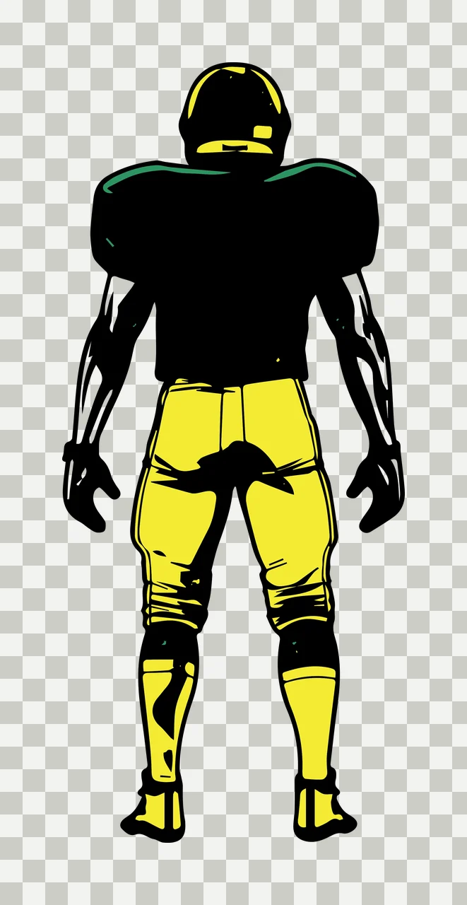 Football Player Silhouette Facing Away standing helmet shoulder pads transparency and detail preview thumbnail