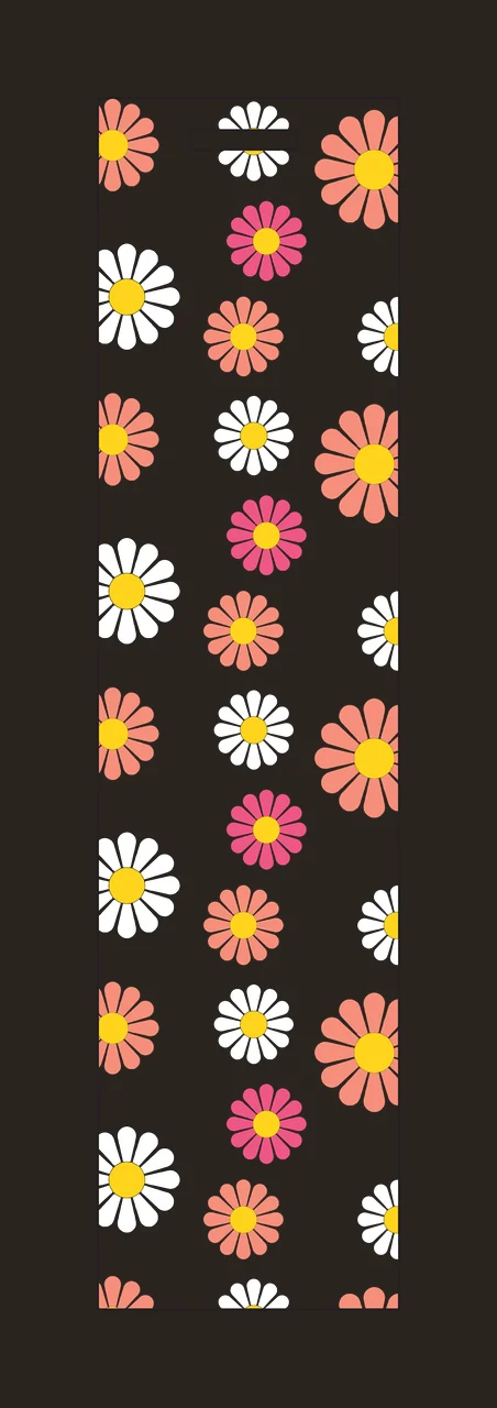 Black Daisy Flower Repeating Vertical Pattern petal stem silhouette contrast preview thumbnail