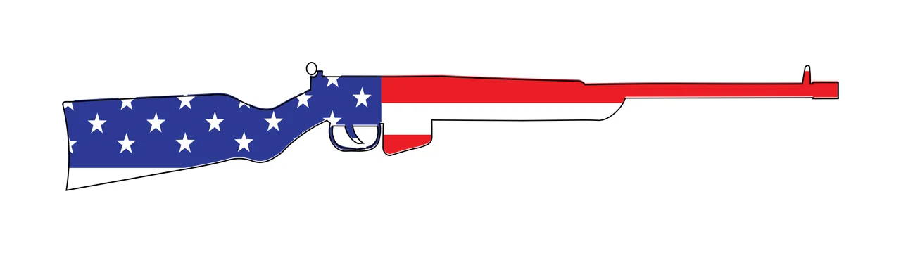 Rifle Silhouette With Star Patterns stars black white plain