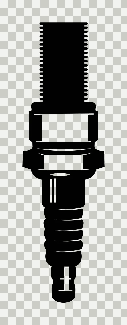 Black And White Silhouette Of A Single Metallic spark plug transparency and detail preview thumbnail