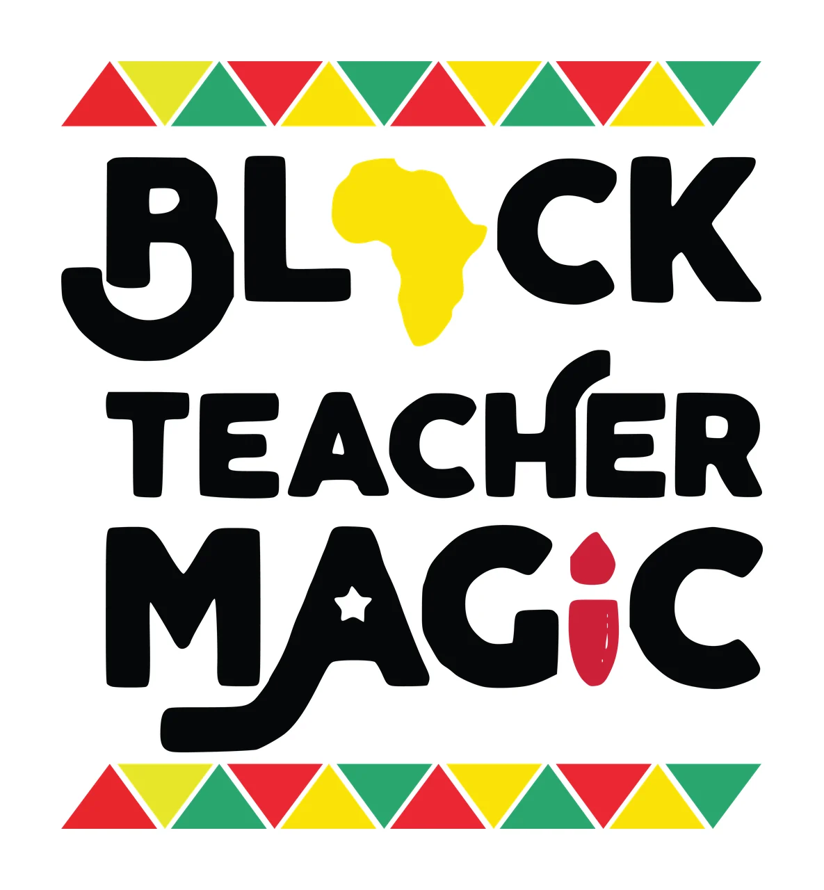 Black Teacher Triangle Border Text triangles map silhouette