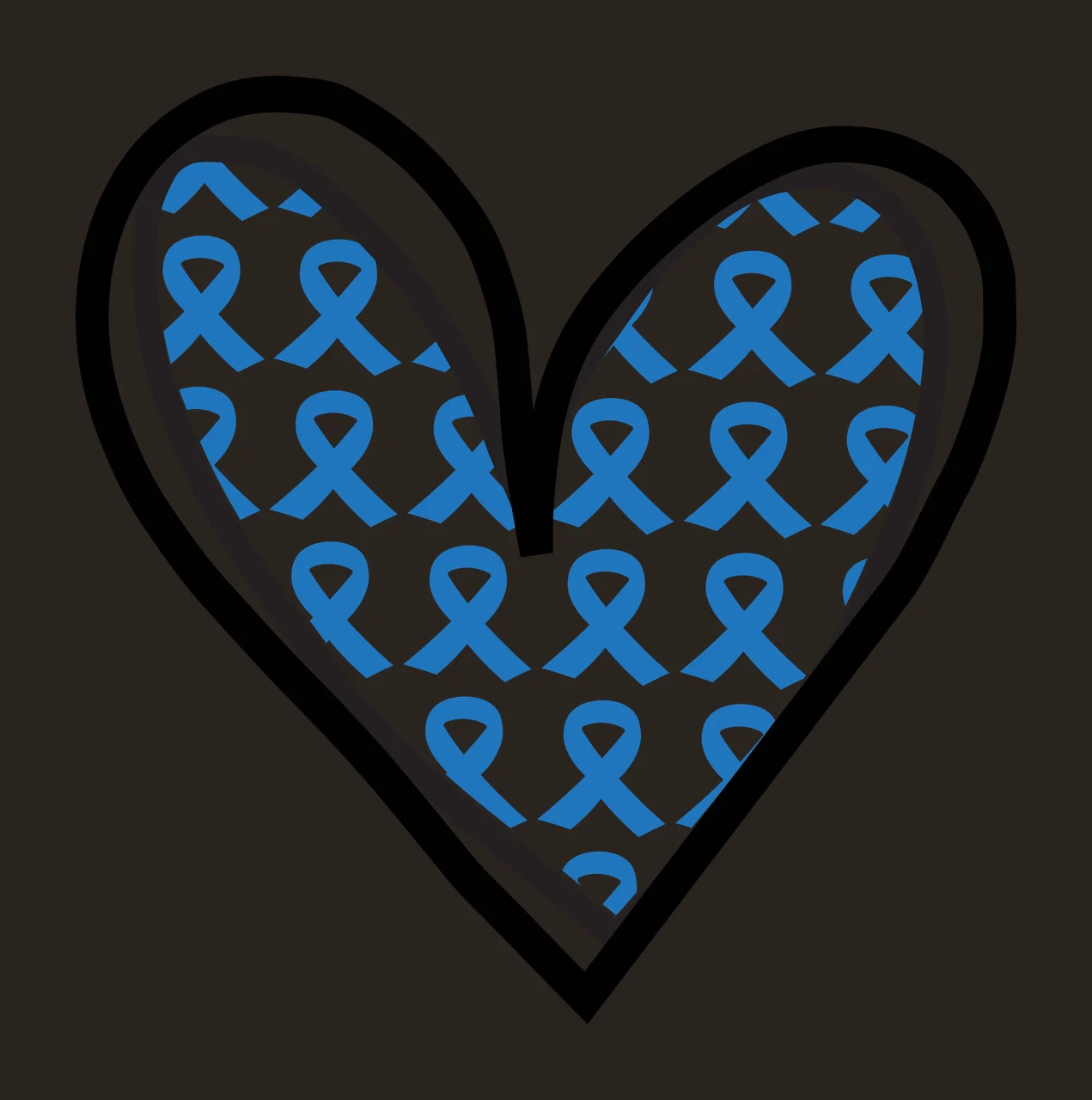 Heart-shaped design with blue awareness ribbons pattern with black heart outline and white background contrast preview thumbnail