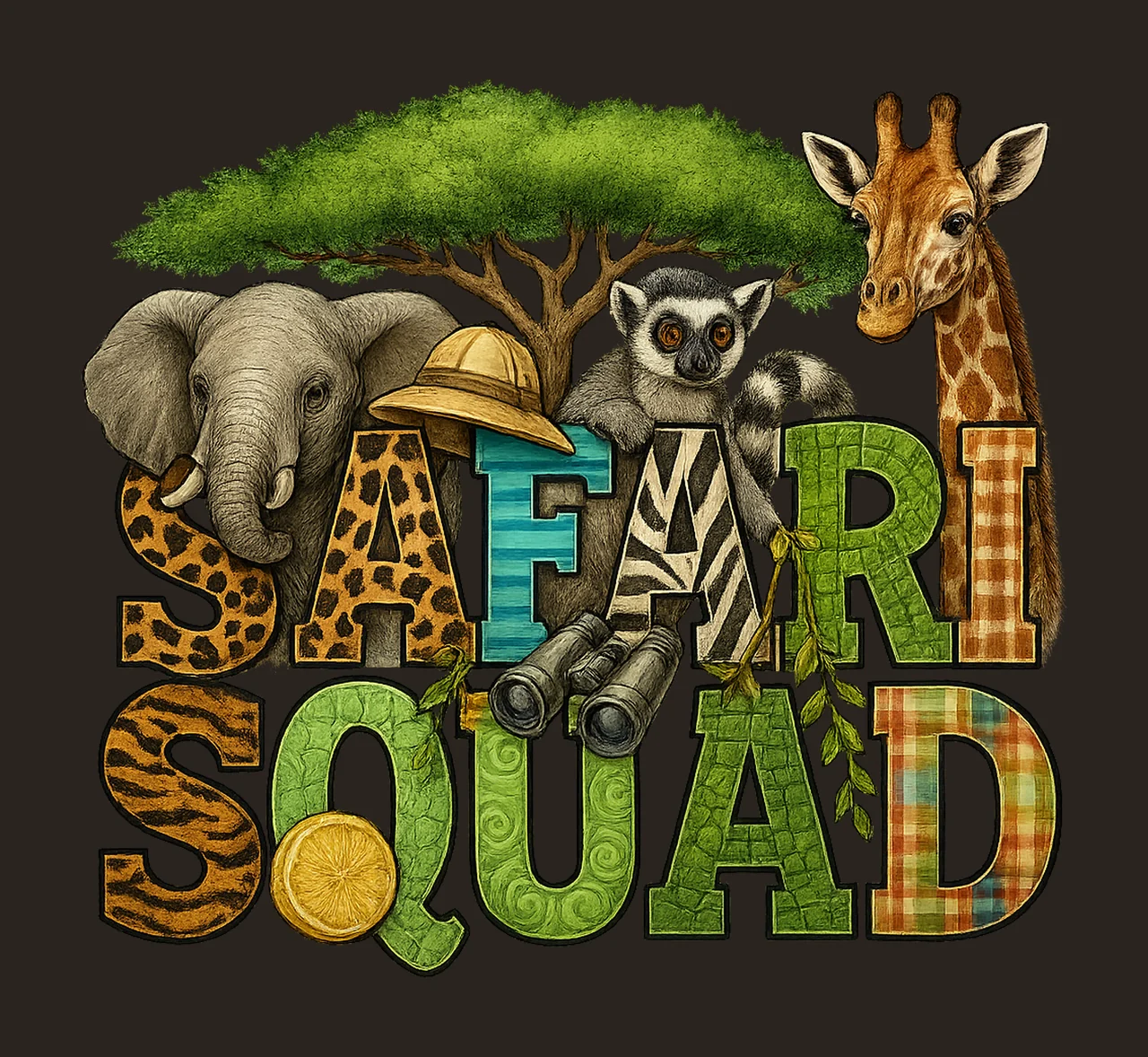 Safari Squad Zoo Crew Sublimation Design Giraffe Animal contrast preview thumbnail