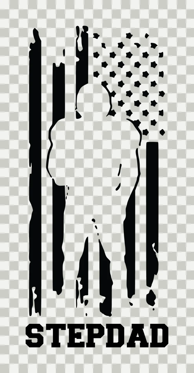 Football Stepdad American Flag Player Silhouette standing stencil transparency and detail preview thumbnail