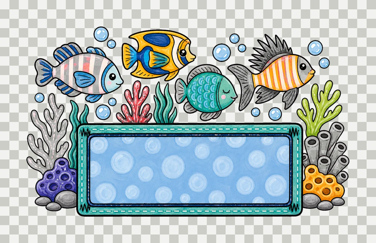 Colorful fish underwater with Name Patch girly Variation D transparency and detail preview thumbnail