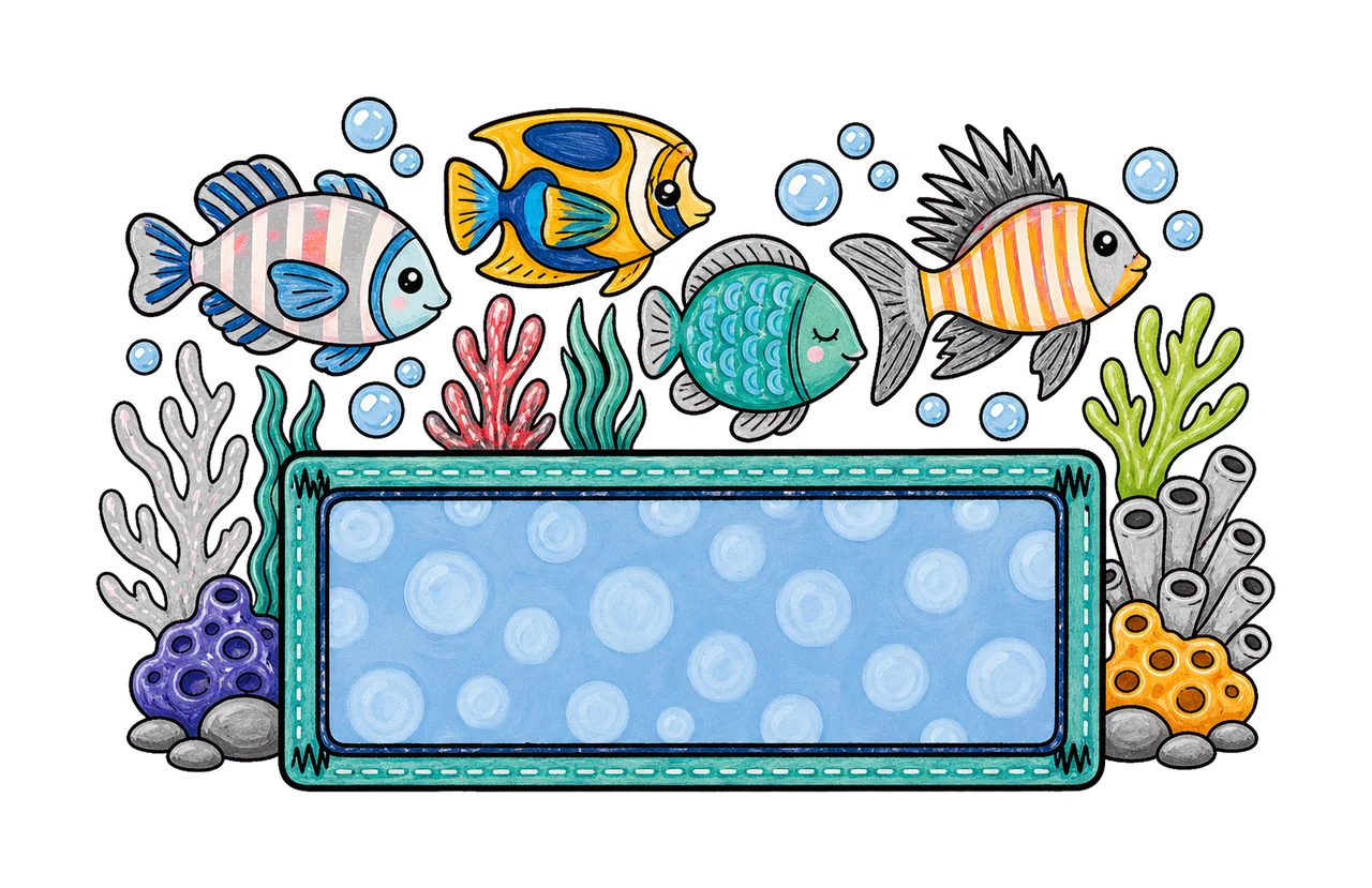 Colorful fish underwater with Name Patch girly Variation D