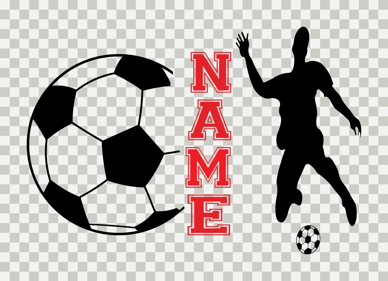 Soccer Name Silhouette Of Person Jumping With Ball black white transparency and detail preview thumbnail