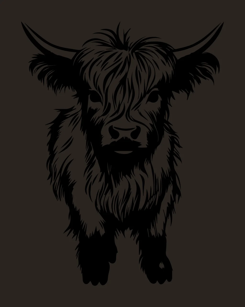 Front Facing Furry Animal Portrait head horns fur ink sketch contrast preview thumbnail