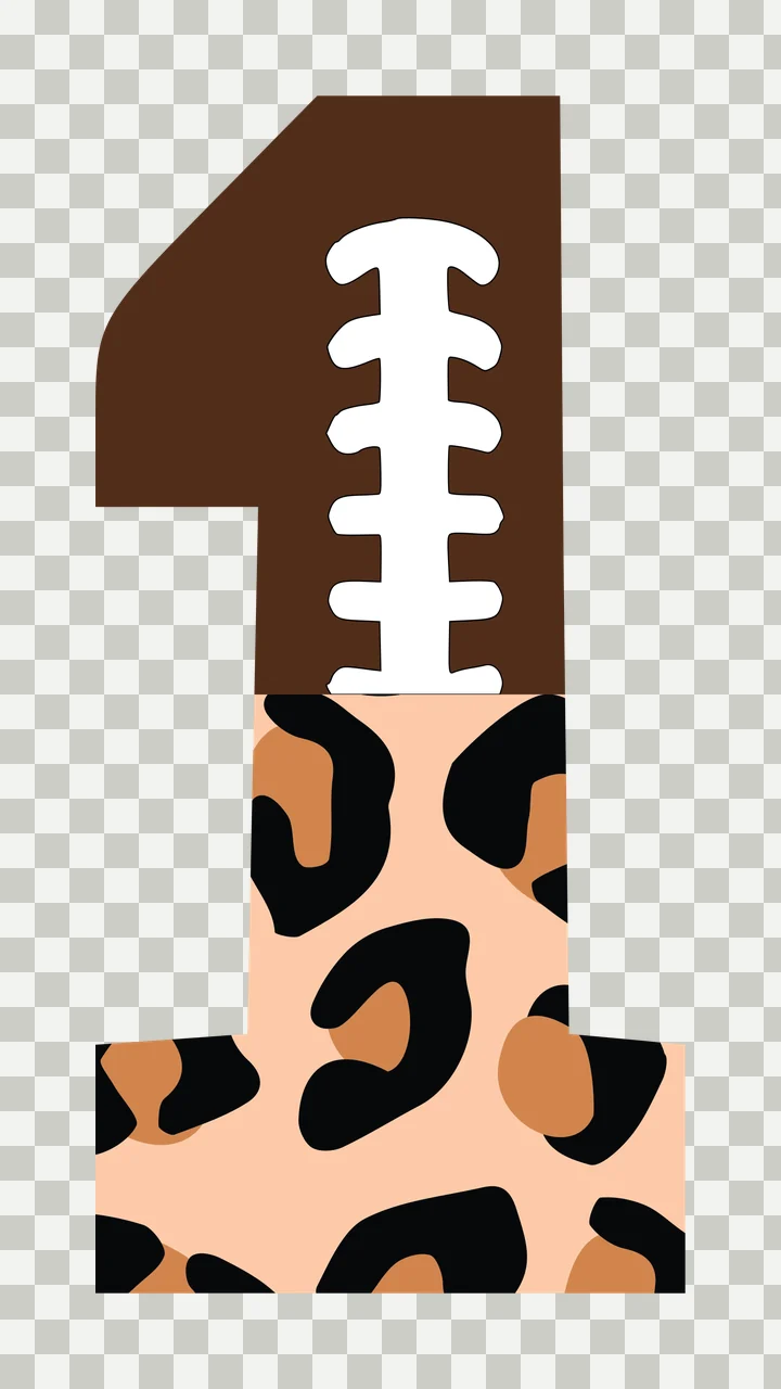 Football Font Half Leopard Character 19 american gridiron touchdown transparency and detail preview thumbnail