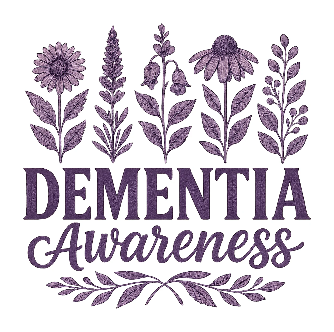 Dementia Awareness Purple Ribbon Design Alzheimer Support