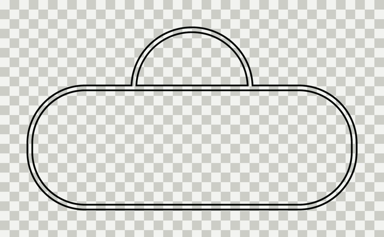Minimalist Black Outline Of A Rounded Rectangular Handbag rectangle transparency and detail preview thumbnail