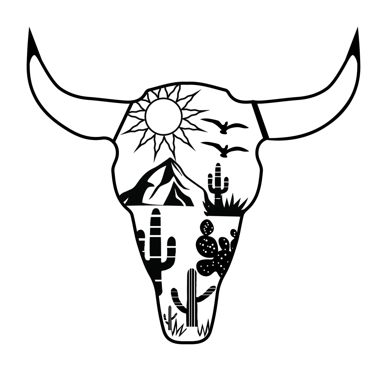 Can Glass Wrap Bull Skull With Sun