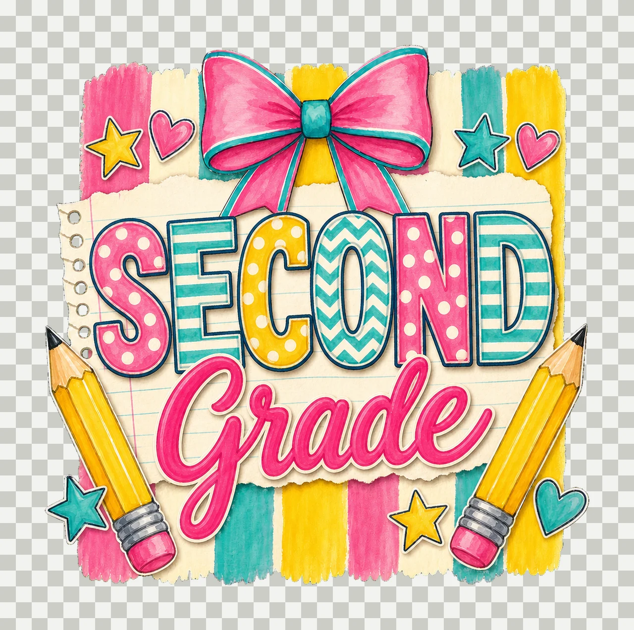 Striped Back To School Pre Kindergarten First Variation D transparency and detail preview thumbnail