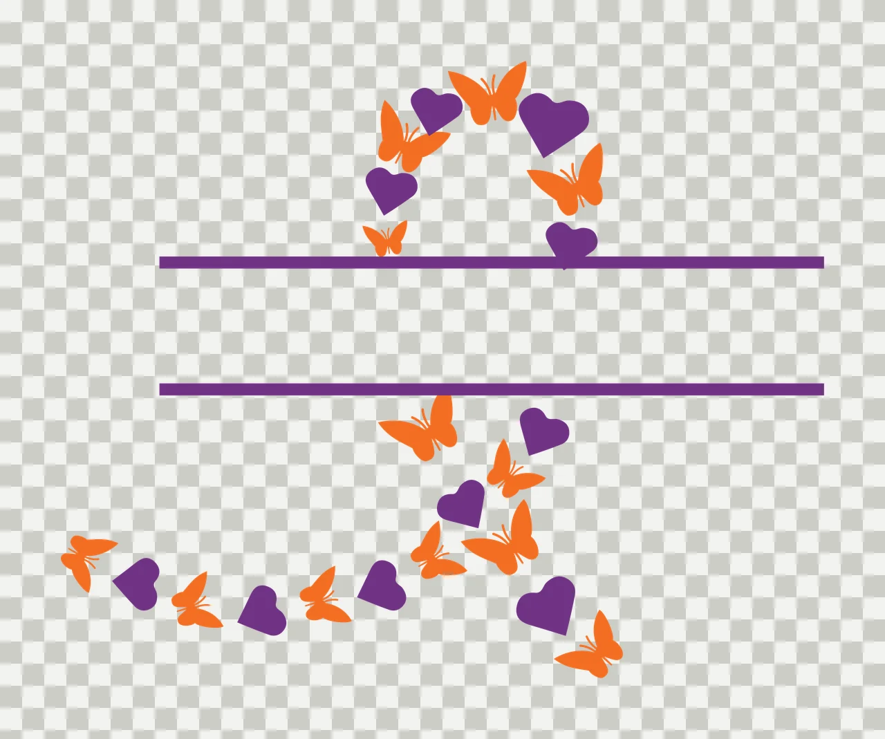 Decorative Frame Composition Featuring Butterfly And Heart Shape transparency and detail preview thumbnail