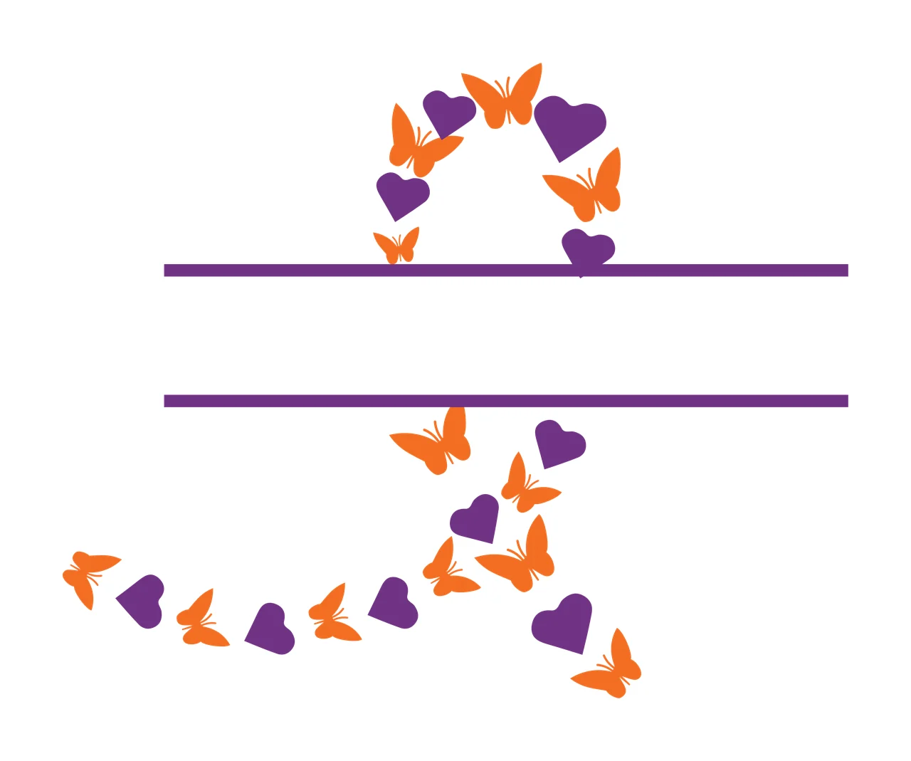 Decorative Frame Composition Featuring Butterfly And Heart Shape