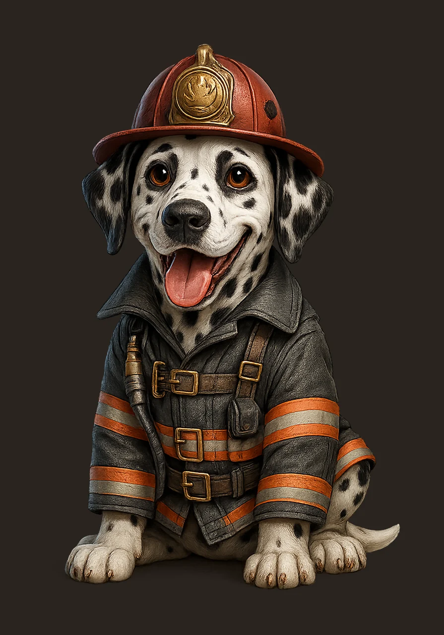 Dalmatian Firefighter Artwork Fire Truck Party Decor Dog contrast preview thumbnail