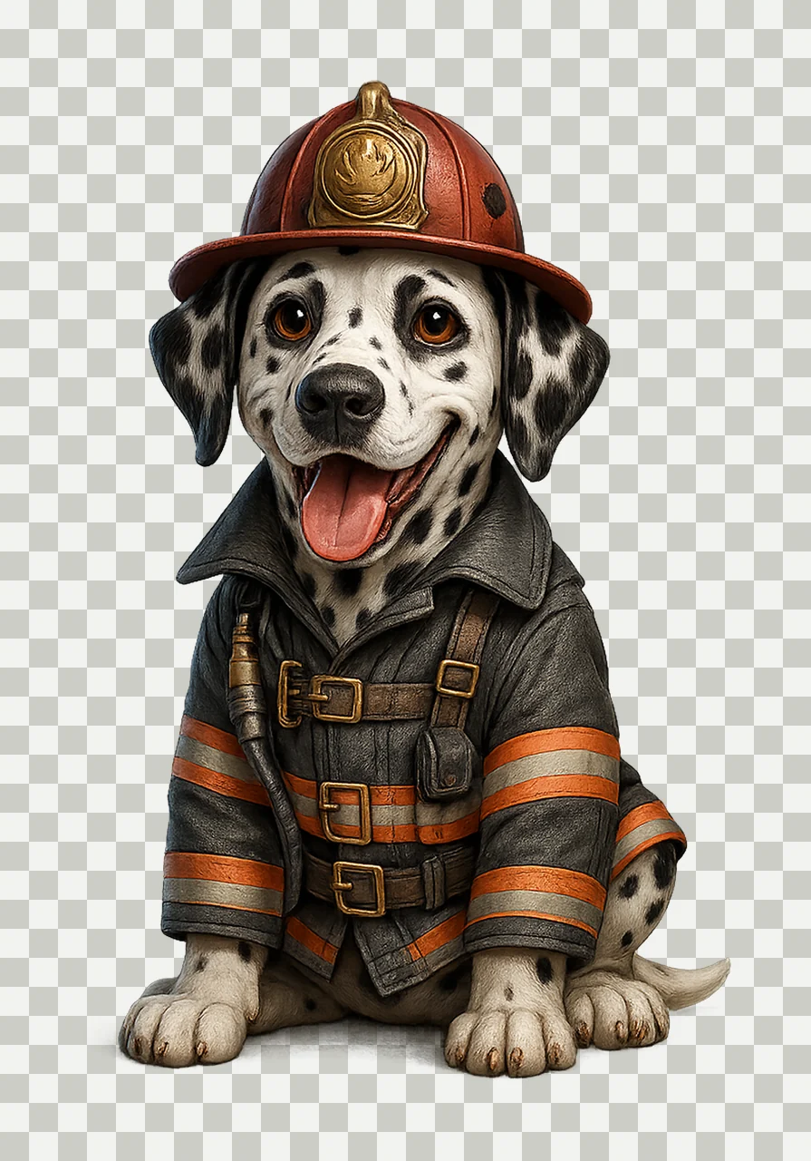 Dalmatian Firefighter Artwork Fire Truck Party Decor Dog transparency and detail preview thumbnail