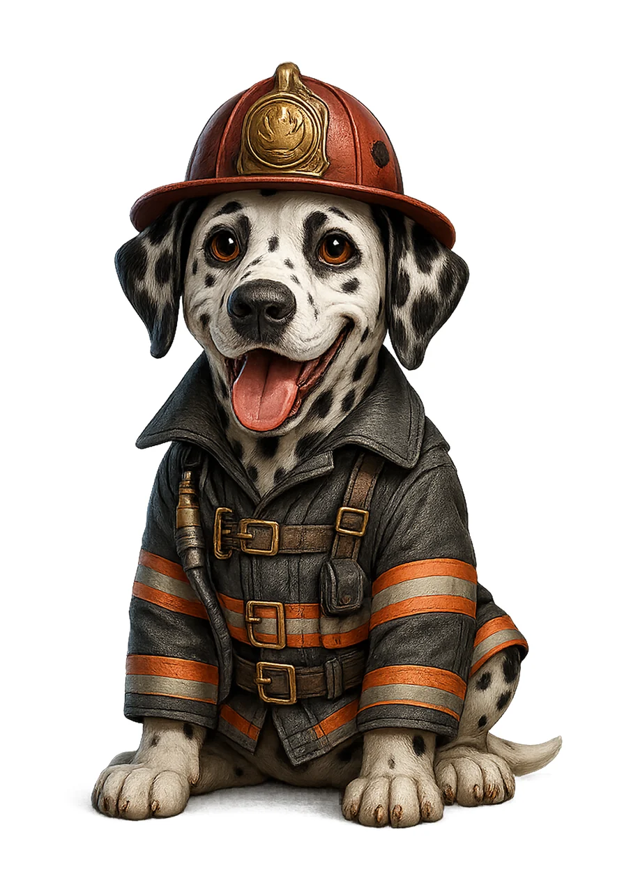 Dalmatian Firefighter Artwork Fire Truck Party Decor Dog