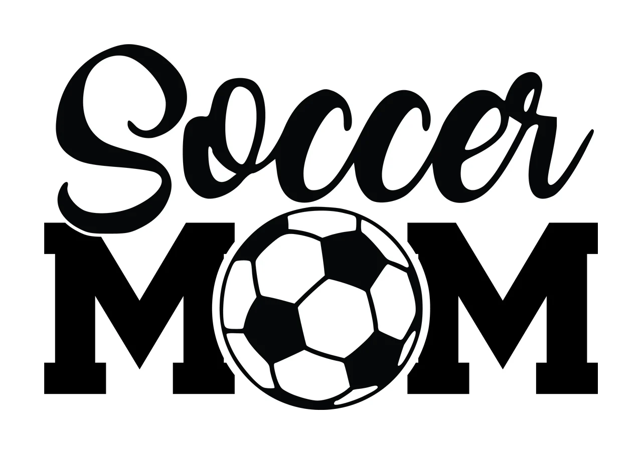 Soccer Family Soccer Mom Decorative Text graphic displaying