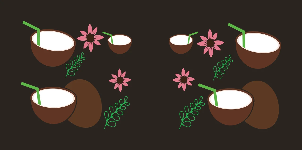 Can Glass Wrap Coconut Halves Pattern With Small floating flowers contrast preview thumbnail