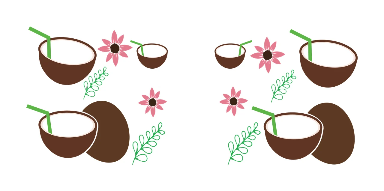 Can Glass Wrap Coconut Halves Pattern With Small floating flowers