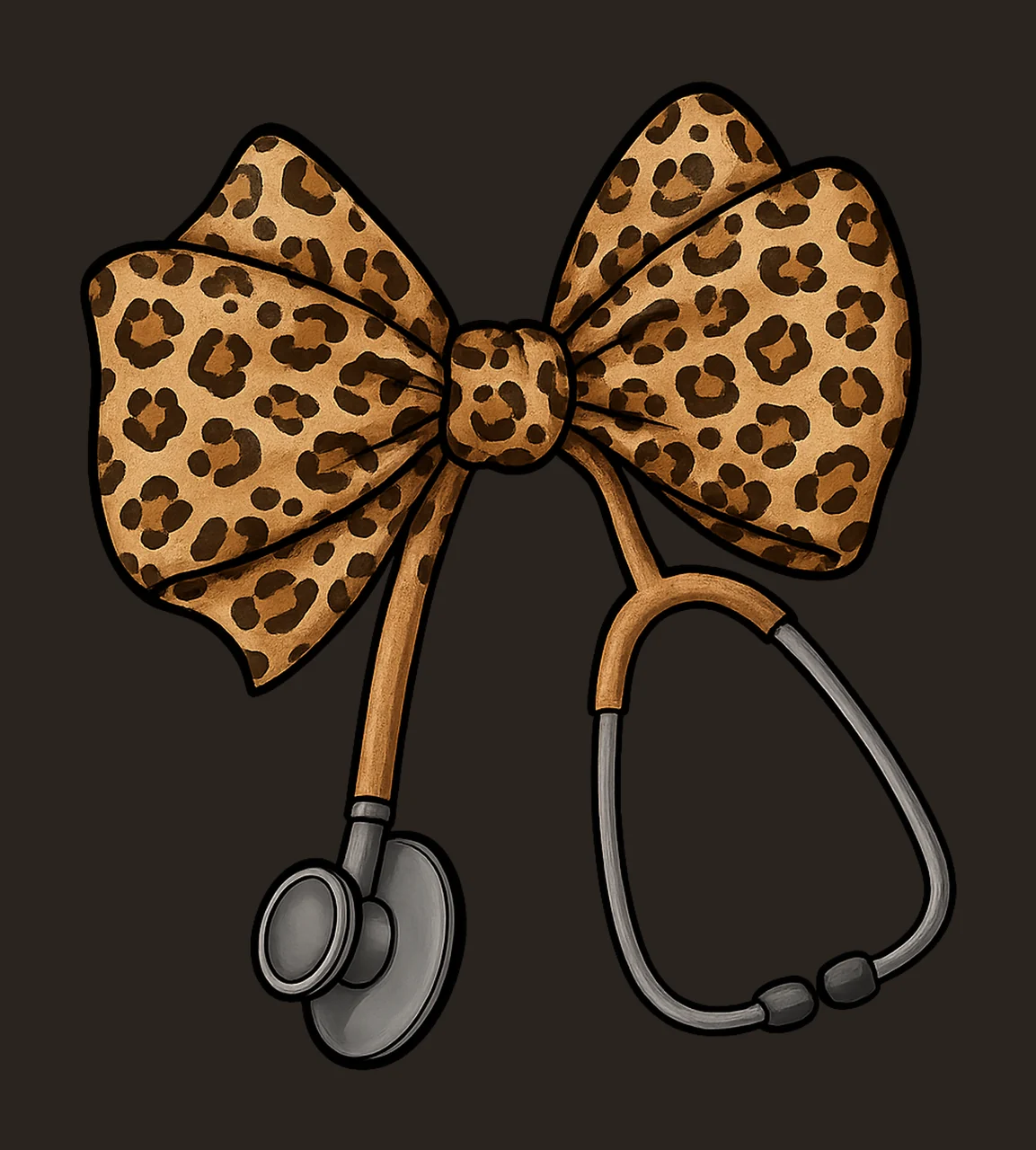 Leopard Nurse coquette bow retro nursing sublimation design contrast preview thumbnail