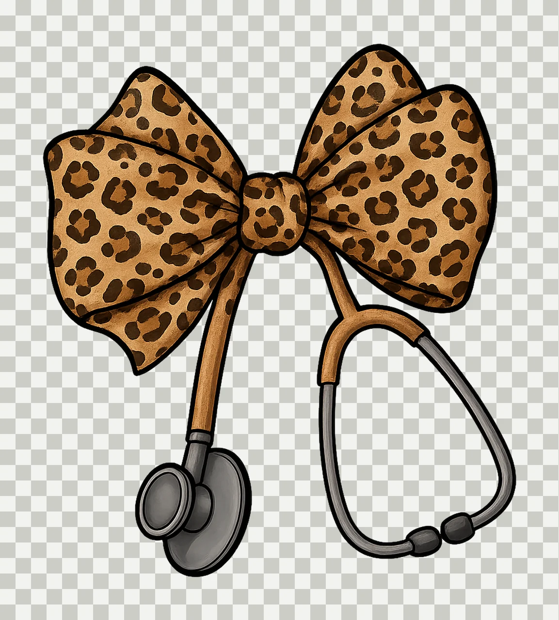 Leopard Nurse coquette bow retro nursing sublimation design transparency and detail preview thumbnail