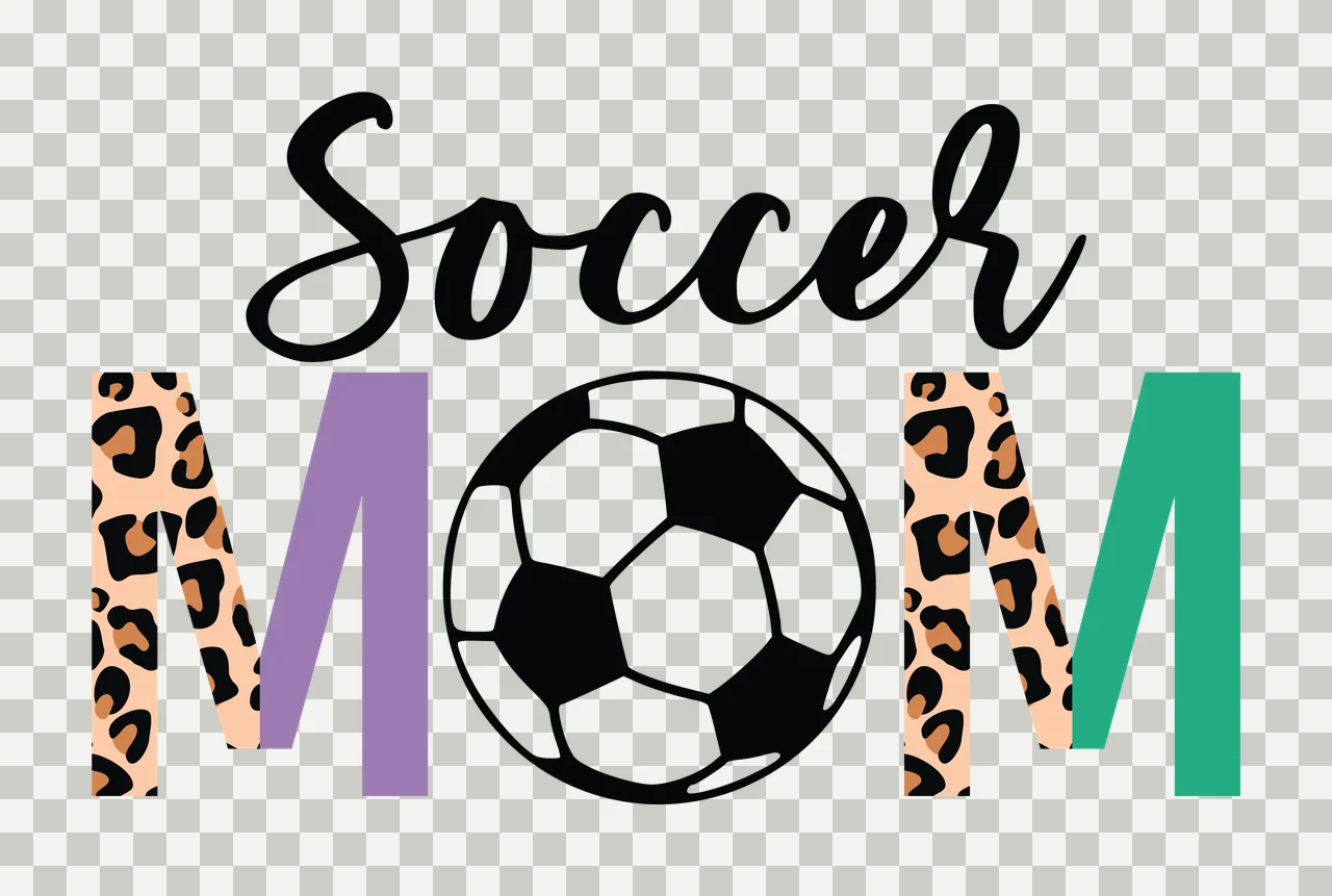 Soccer Mom Leopard Black Print Text Graphic ball white typography transparency and detail preview thumbnail